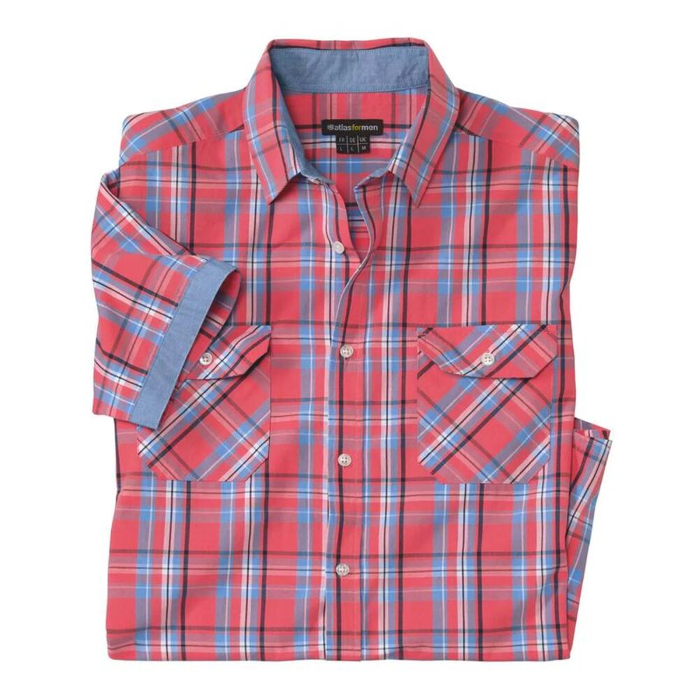 Atlas For Men Mens Checked Poplin Shirt / Red